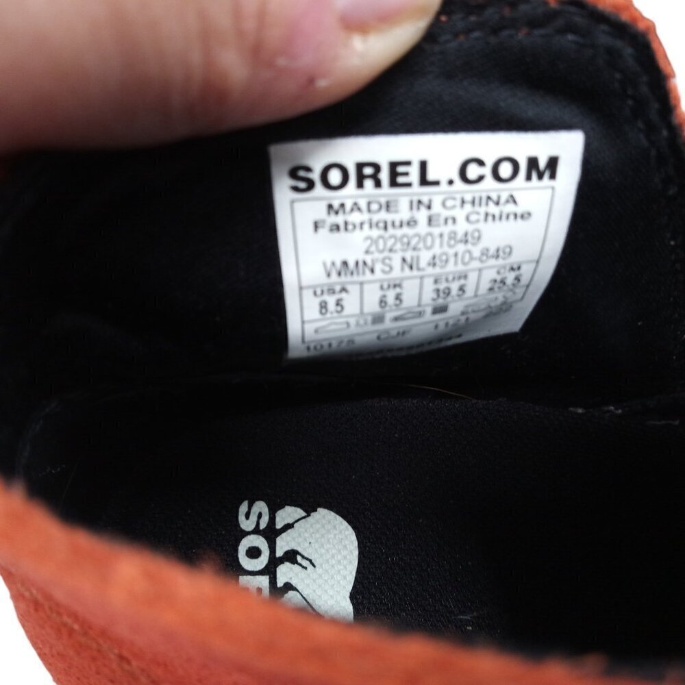 Sorel Evie Pull On Suede Wedge Boots Booties Size 8.5 Warp Red Ankle Chelsea - Picture 12 of 14
